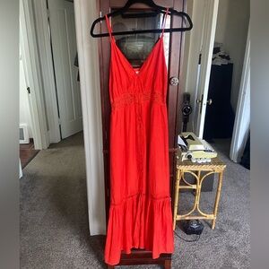 Lush Coral Tiered Ruffled Maxi Dress